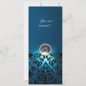 DAMASK EDELSTEEN MONOGRAM  wit blauw,groenblauw Kaart (Voorkant)