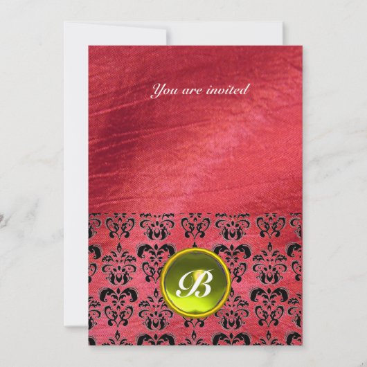 DAMASK EDELSTEEN STENEN MONOGRAM paarse zijde Kaart (Voorkant)