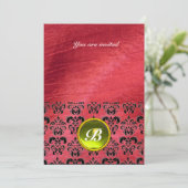 DAMASK EDELSTEEN STENEN MONOGRAM paarse zijde Kaart (Staand voorkant)