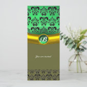 DAMASK EDLE STEIN MONOGRAMM grün Kaart (Staand voorkant)