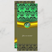 DAMASK EDLE STEIN MONOGRAMM grün Kaart (Voorkant / Achterkant)