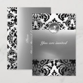 DAMASK EDMELSTEEN INITIALEN wit Kaart (Voorkant / Achterkant)