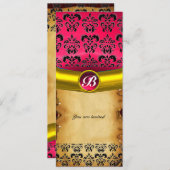 DAMASK EDMELSTEEN MONOGRAM , bruin perkament Kaart (Voorkant / Achterkant)