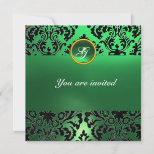 DAMASK EDMELSTEEN MONOGRAM groene jade Kaart