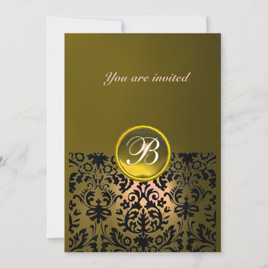 DAMASK EDMELSTEEN MONOGRAM topaas geel zwart Kaart (Voorkant)