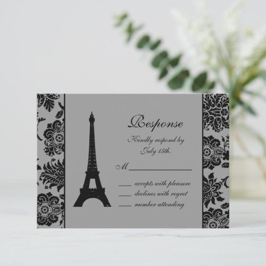 Damask Eiffel Tower RSVP (Staand voorkant)