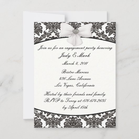 Damask Elegance Engagement Party Invitation (Devant)