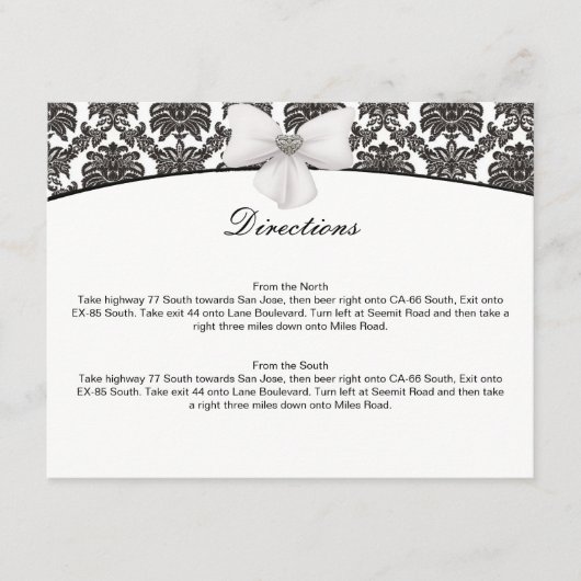 Damask Elegance Mariage Direction Cartes (Devant)