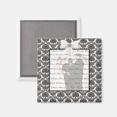 Damask Elegance Mariage Magnet Carré (Recto/Verso)