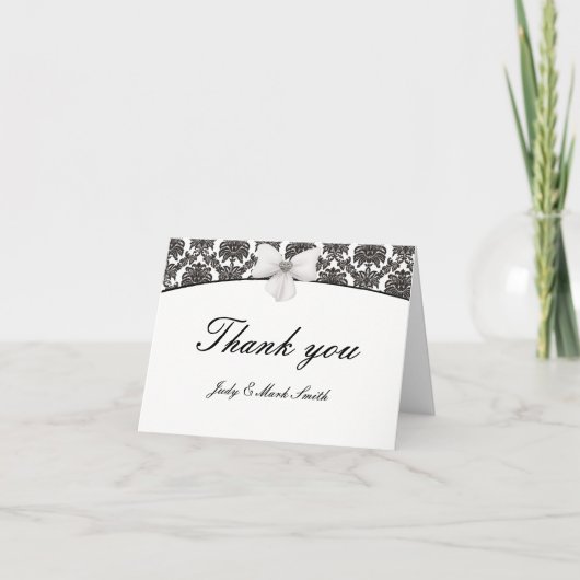 Damask Elegance Mariage Merci Cartes (Devant)