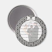 Damask Elegance Mariage Round Magnet (Recto/Verso)
