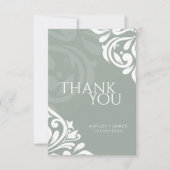 Damask Elegance (Olive) Wedding Dank u kaart (Voorkant)
