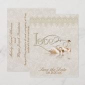 Damask Elegance Save The Date (Voorkant / Achterkant)