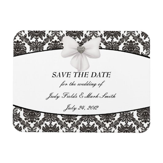 Damask Elegance Wedding Enregistrer La Date Magnet (Horizontal)