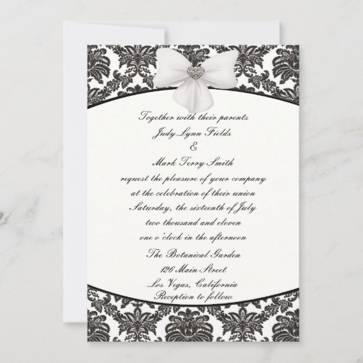 Damask Elegance Wedding Invitation Kaart (Voorkant)