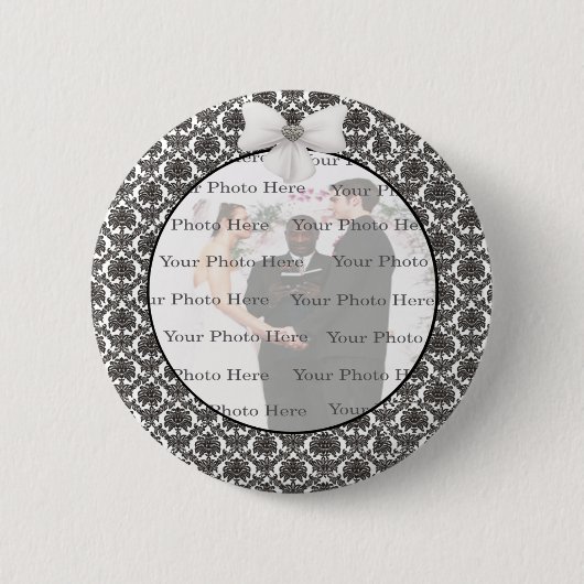 Damask Elegance Wedding Round Button (Voorkant)