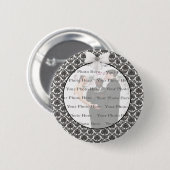 Damask Elegance Wedding Round Button (Voorkant /achterkant)