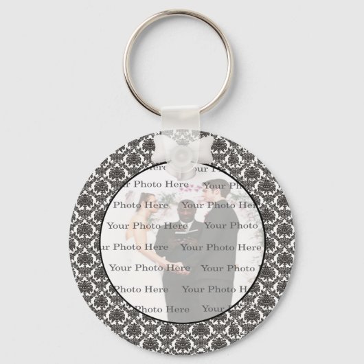Damask Elegance Wedding Round Sleutelhanger (Voorkant)