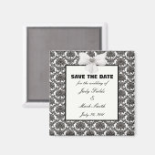 Damask Elegance Wedding Save the Date Magnet Magneet (Voorkant / Achterkant)