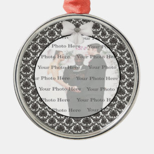 Damask Elegance Wedding Silver Round Ornament
