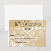 Damask Elegant 50e Jubileum RSVP-kaart RSVP Kaartje (Voorkant / Achterkant)