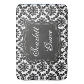 Damask Elegant Black & White Bath Mat Custom (Voorkant Verticaal)