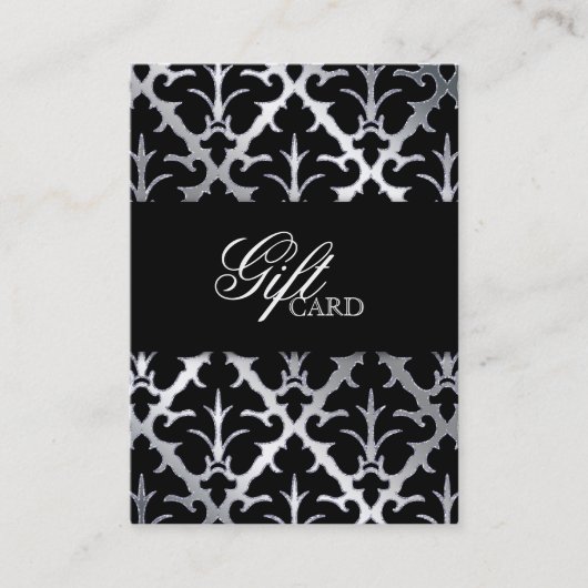 Damask Elegant Carte Cadeau Argent Noir (Devant)