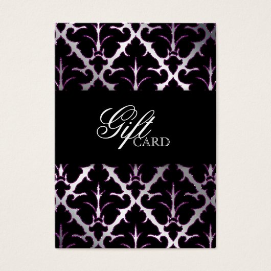 Damask Elegant Carte Cadeau Silver Purple Black (Devant)