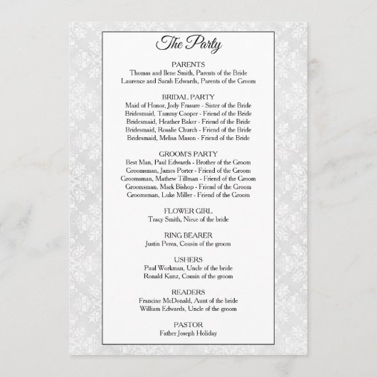 Damask Elegant Formal Wedmal Programme (Dos)