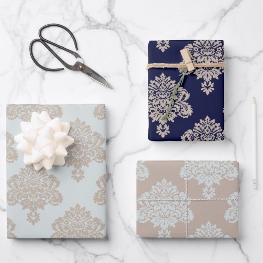 Damask Elegant Motif Wrapper Feuilles de papier (Recto)