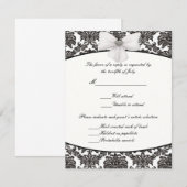Damask Elegantie Huwelijksreactiekaarten RSVP Kaartje (Voorkant / Achterkant)