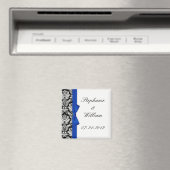Damask en Blue Bow Fridge Magnet Magneet (Insitu (Vaatwasser))
