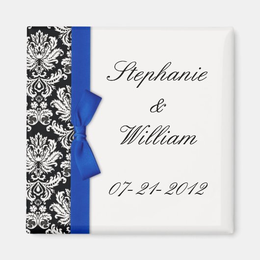 Damask en Blue Bow Fridge Magnet Magneet (Voorkant)