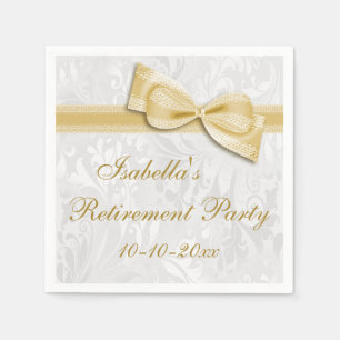 Damask en Gold Faux Bow pensioen Servet