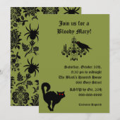 Damask en Green Halloween Invitation Kaart (Voorkant / Achterkant)