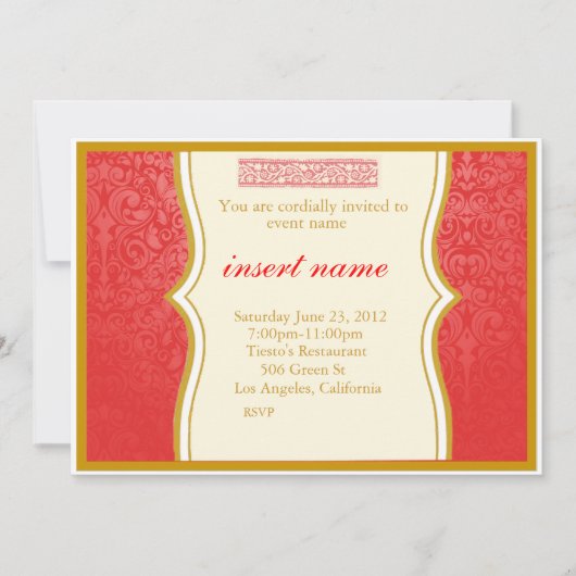 Damask en Indian Styled Invite Kaart (Voorkant)