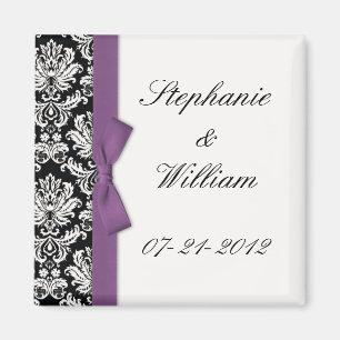 Damask en Paarse Bow Fridge Magnet Magneet