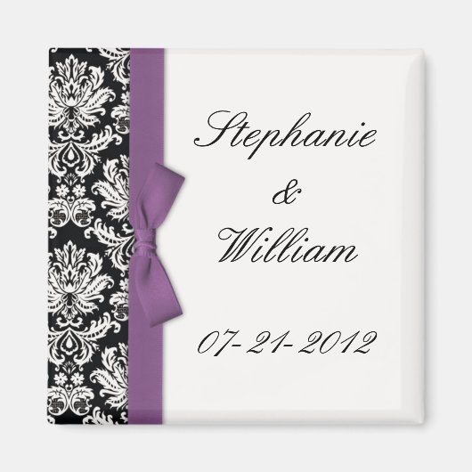 Damask en Paarse Bow Fridge Magnet Magneet (Voorkant)