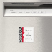 Damask en Red Bow Fridge Magnet Magneet (Insitu (Vaatwasser))