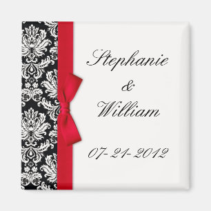 Damask en Red Bow Fridge Magnet Magneet