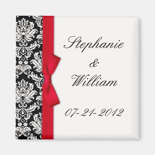 Damask en Red Bow Fridge Magnet Magneet (Voorkant)