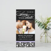 Damask Enregistrer la date Carte photo (Debout devant)