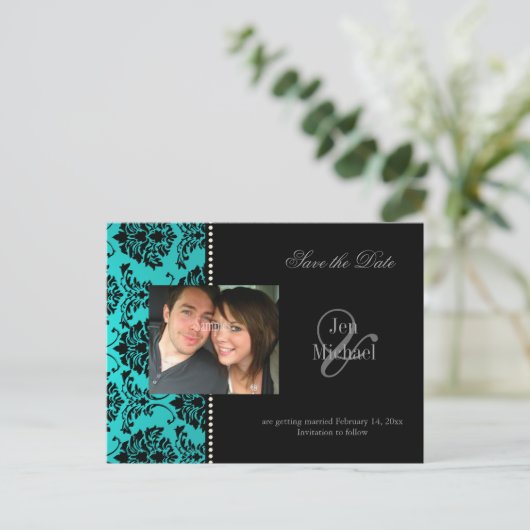 Damask Enregistrer la date Photo cartes postales, (Debout devant)