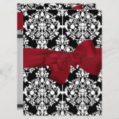 Damask Event Invitation Red groot Kaart (Voorkant / Achterkant)