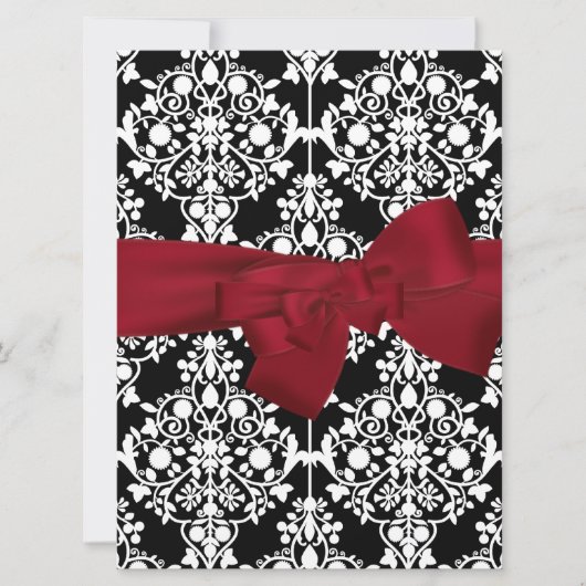 Damask Event Invitation Red groot Kaart (Voorkant)