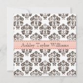 Damask Faire-part de naissance rose et Brown (Dos)