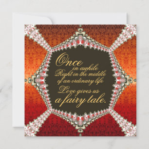 Damask Fairytale Lacy Wedding Invitation Kaart