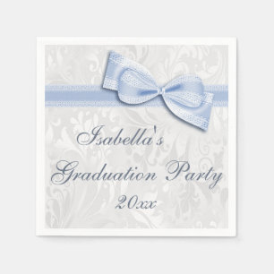 Damask & Faux Bow Girls Graduation Party Napkins Servetten