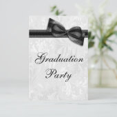 Damask & Faux Bow Meisjes Afstudeerfeest Kaart (Staand voorkant)