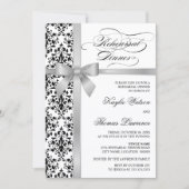 Damask Faux Silver Ribbon Rehearsal Dinner Kaart (Voorkant)